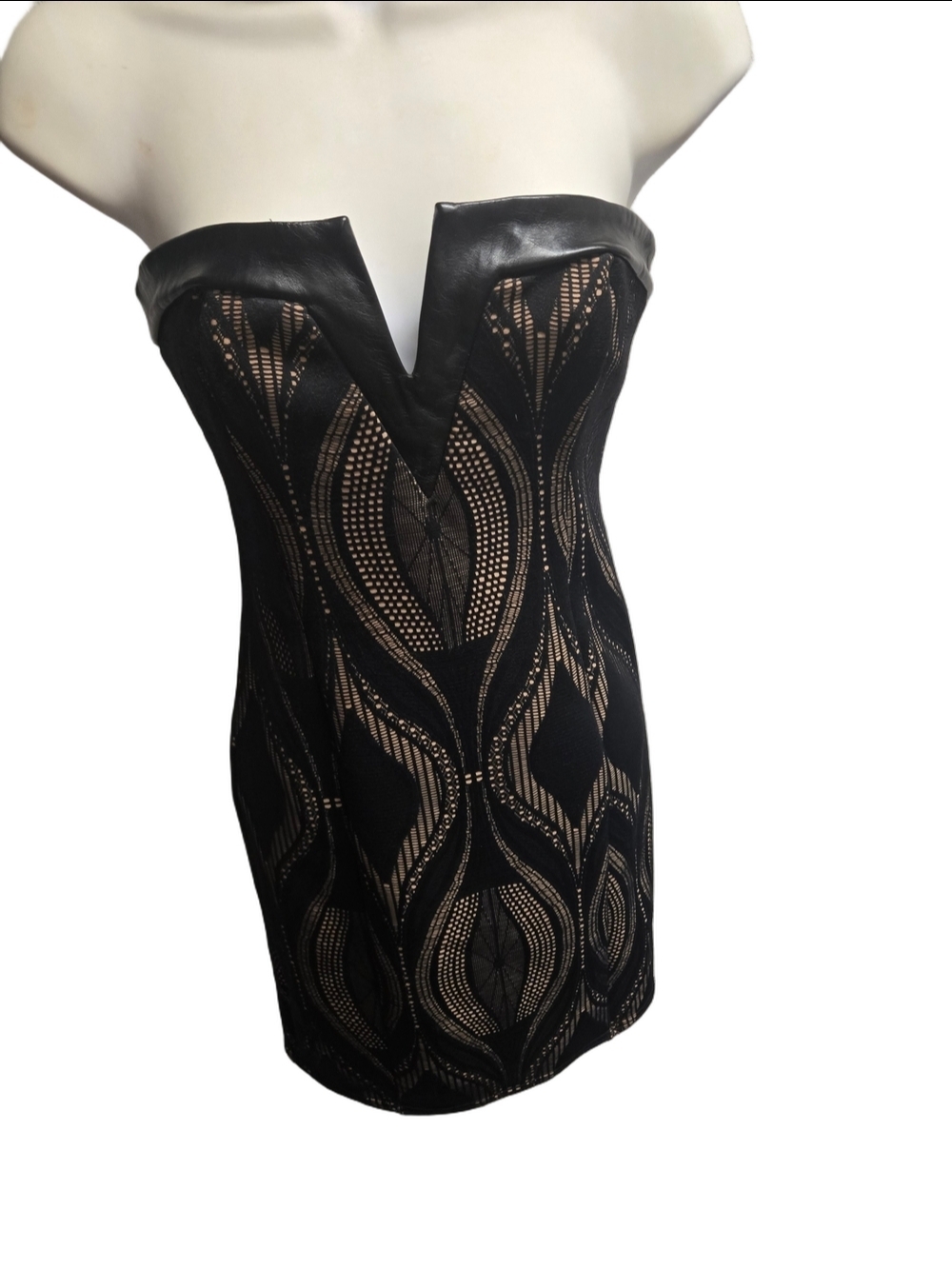 Guess Black and Nude Strapless Mini Dress